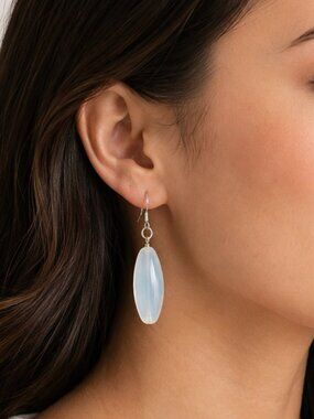 Handmade Hazy Glass Silver Plated Dangle Earrings